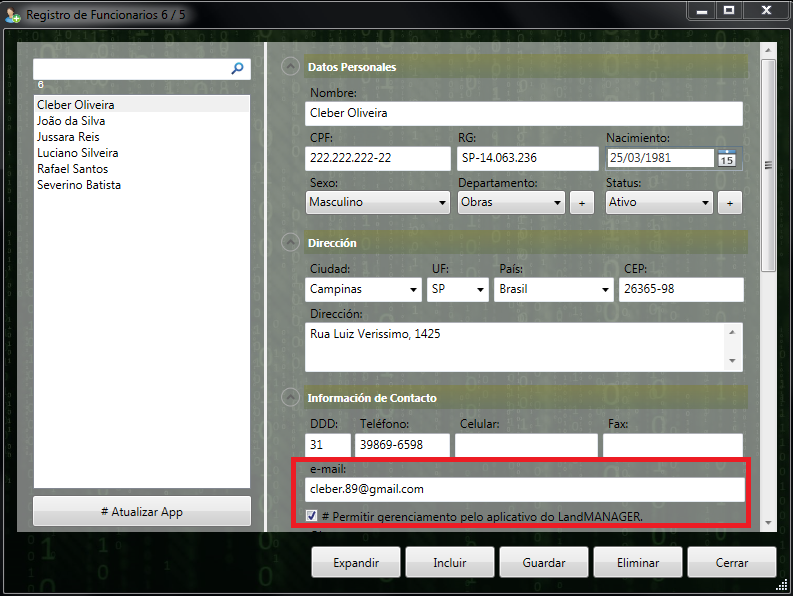  LandMANAGER 2018 - Registro de Funcionários