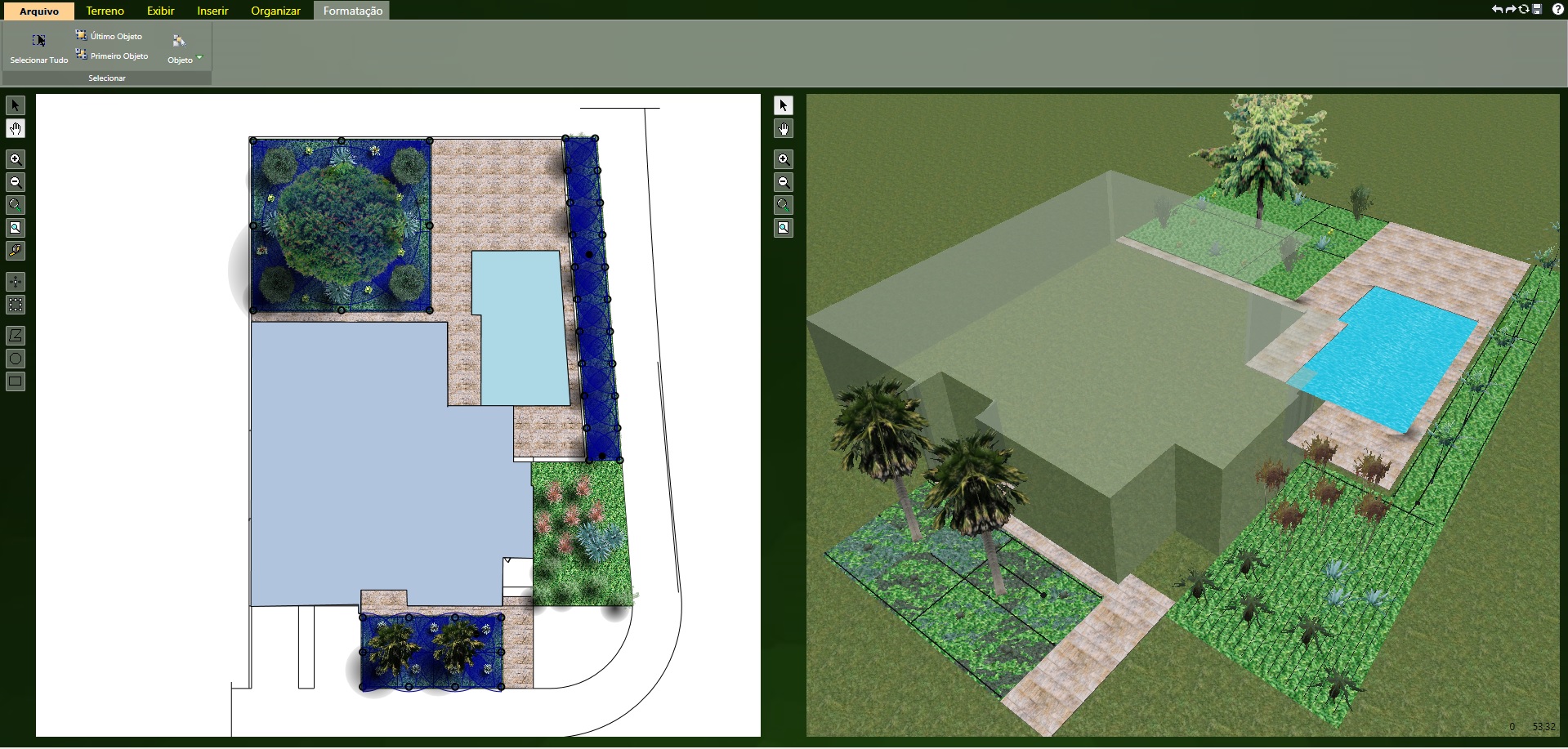 Proyecto de paisajismo y de irrigación en VisualPLAN