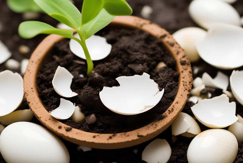  Imagen de cáscaras de huevo en el suelo de plantas hechas con inteligencia artificial