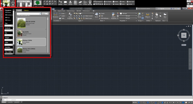 Figura 1: Escojiendo el item en AutoLANDSCAPE 2018