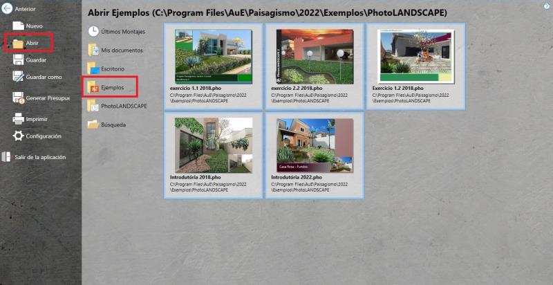Ejemplos disponibles en PhotoLANDSCAPE 2022